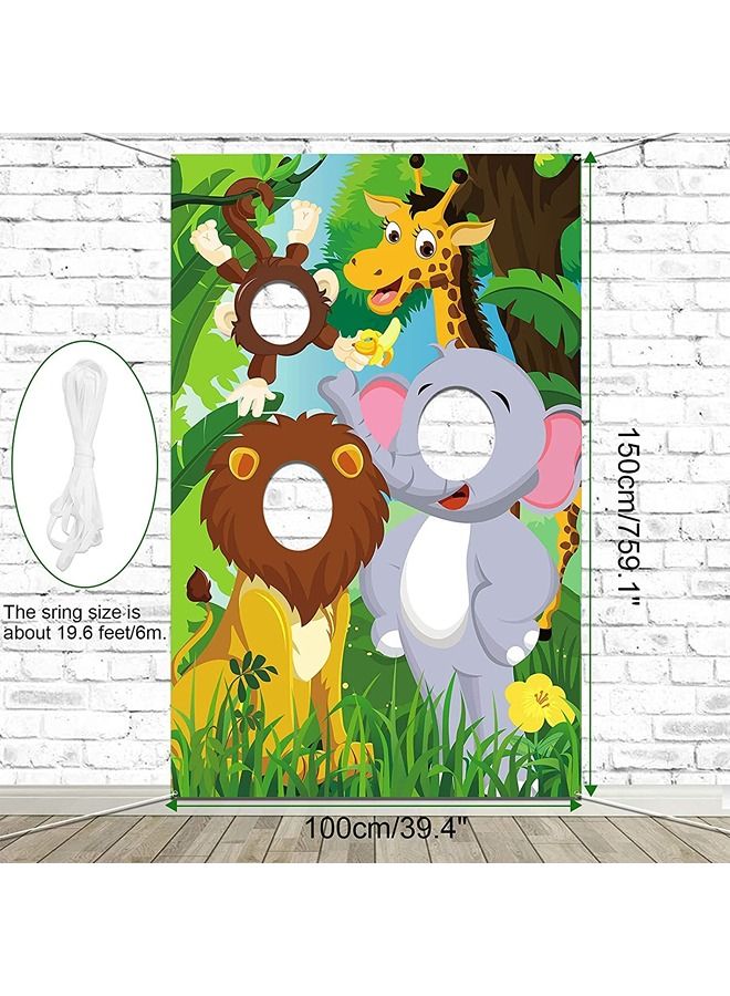 اب تو ديت  بوستر بصور حيوانات سفاري وحيوانات الغابة البرية، لافتة مضحكة للتصوير الفوتوغرافي للوجه والحفلات والمدرسة - Image 1