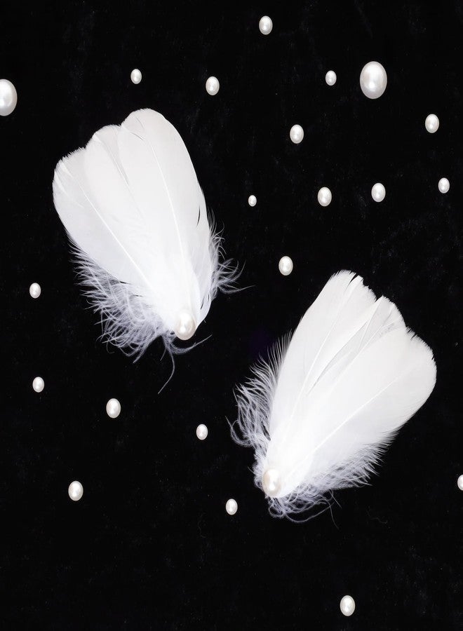 Hftjtsa 4 Pack White Feather Hair Clips for Women Ballet Style Pearl Vintage Elegant Headpiece 1920s Flapper Headpiece Hair Piece for Swan Lake Cosplay Show Dancing Party Bridal Wedding Halloween Costume - Image 3