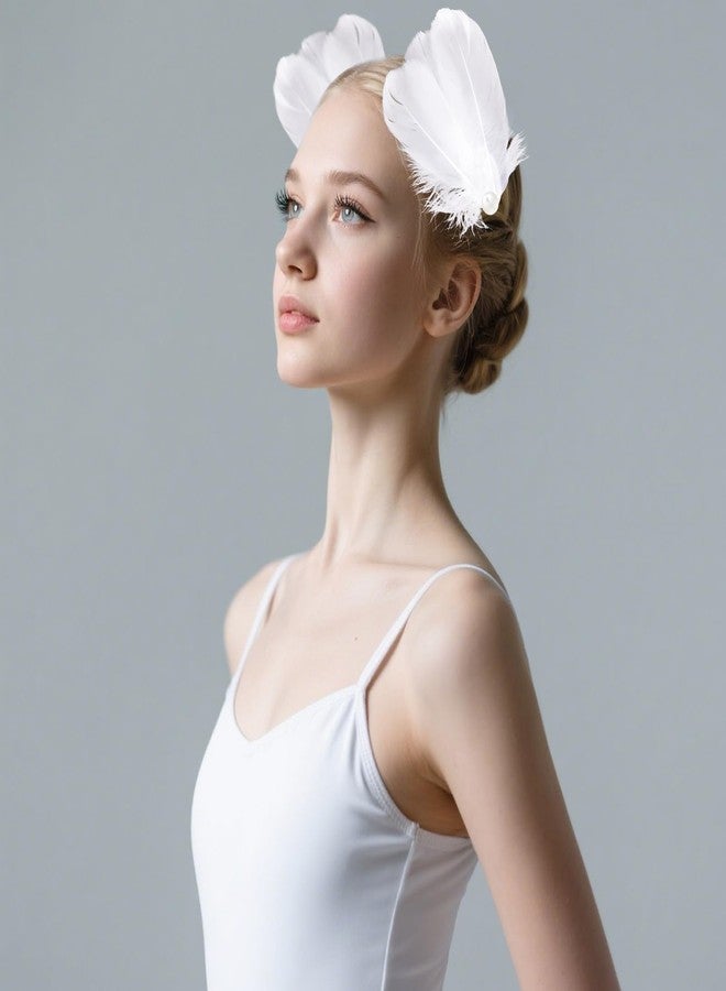 Hftjtsa 4 Pack White Feather Hair Clips for Women Ballet Style Pearl Vintage Elegant Headpiece 1920s Flapper Headpiece Hair Piece for Swan Lake Cosplay Show Dancing Party Bridal Wedding Halloween Costume - Image 4