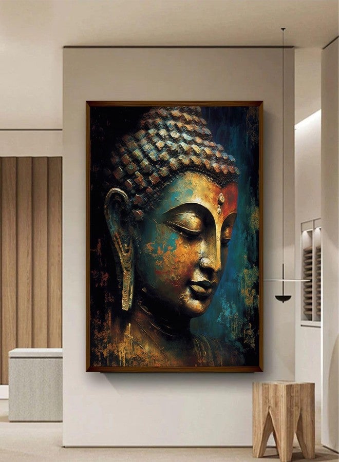 Artsense Luxe 3d look Buddha lucky canvas Painting for wall decoration Abstract wall painting for living room big size painting for home decoration with frame-Multicolor -20x30 inches/(50x71cm) - Image 1