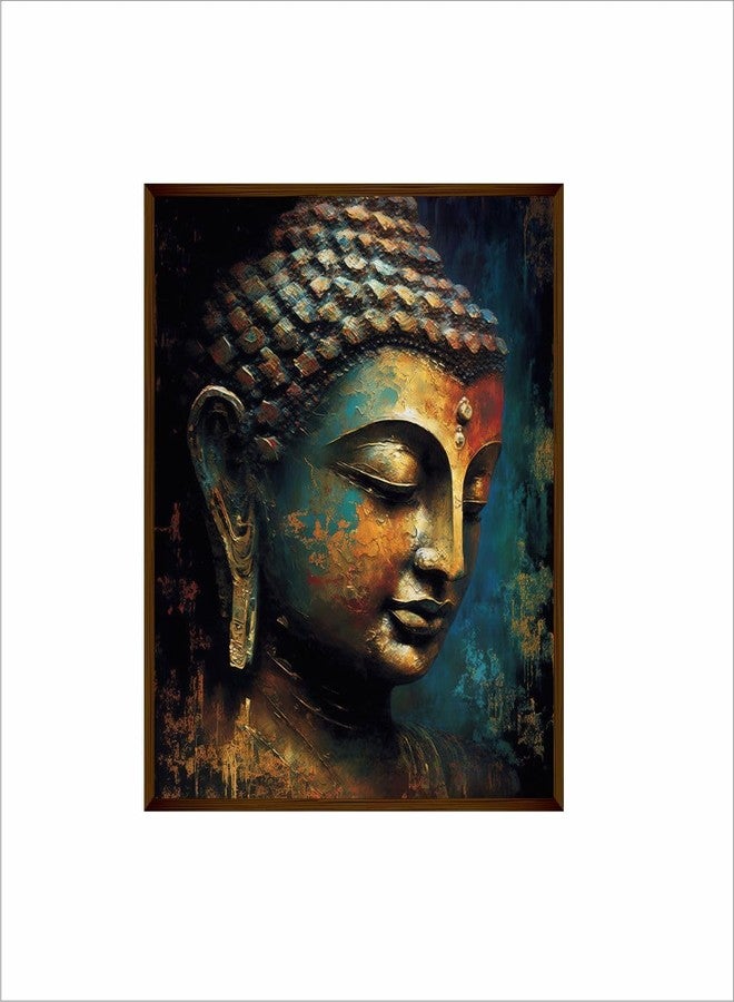 Artsense Luxe 3d look Buddha lucky canvas Painting for wall decoration Abstract wall painting for living room big size painting for home decoration with frame-Multicolor -20x30 inches/(50x71cm) - Image 3