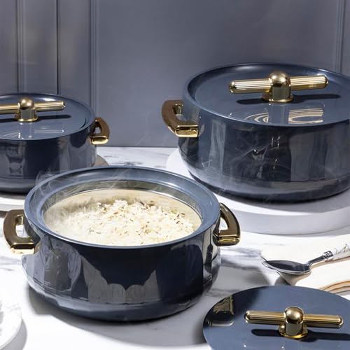 Selvel Elegance Royal Inner Steel Casserole Set of 3 (1700ml, 1200ml, 600ml)|BPA Free|Advanced P.U. Insulation|Keeps Food hot & Fresh Chapati, Roti, Biryani (Royal Dark Grey) - Image 2