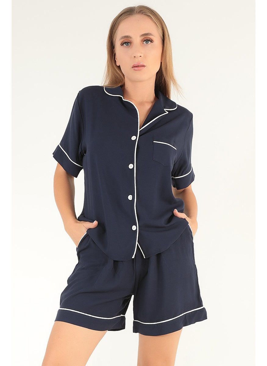 DoReMi Navy Blue Short Sleeve Women's Shorts Pajama Set 