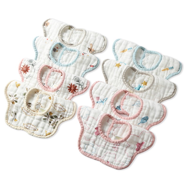Cotton Baby Bibs with Petal Design - Absorbent & Soft - Image 5