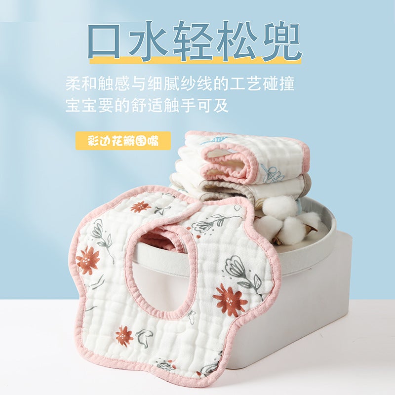Cotton Baby Bibs with Petal Design - Absorbent & Soft - Image 1