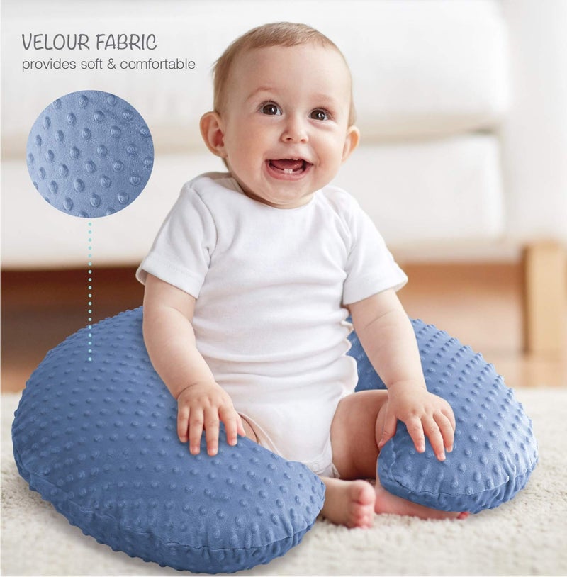 The Peanut Shell The Peanutshell Nursing Pillow Cover Set for Baby Boys or Girls | Dinosaur & Navy Blue Minky Dot | Unisex 2 Pack - Image 5