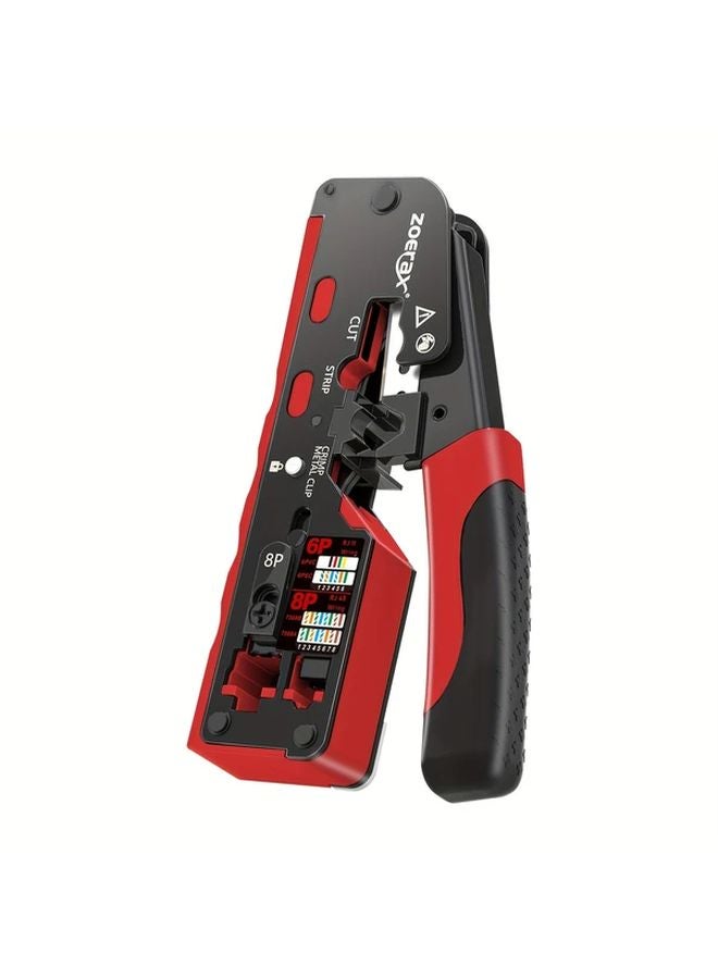 Red RJ45 Crimping Tool For Cat7 Cat6a Cat6 Cat5e Ethernet Cable Connectors - Image 1