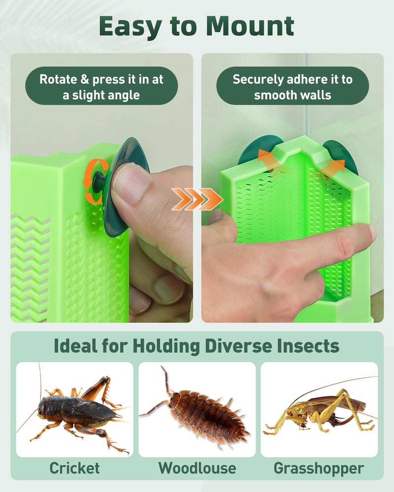 Pawfly Bearded Dragon Feeder - Escape-Proof Corner Reptile Food Box, Wall-Mounted with Suction Cups for Insects - Bug Bowl for Lizards, Geckos, Chameleons & Frogs - Image 4