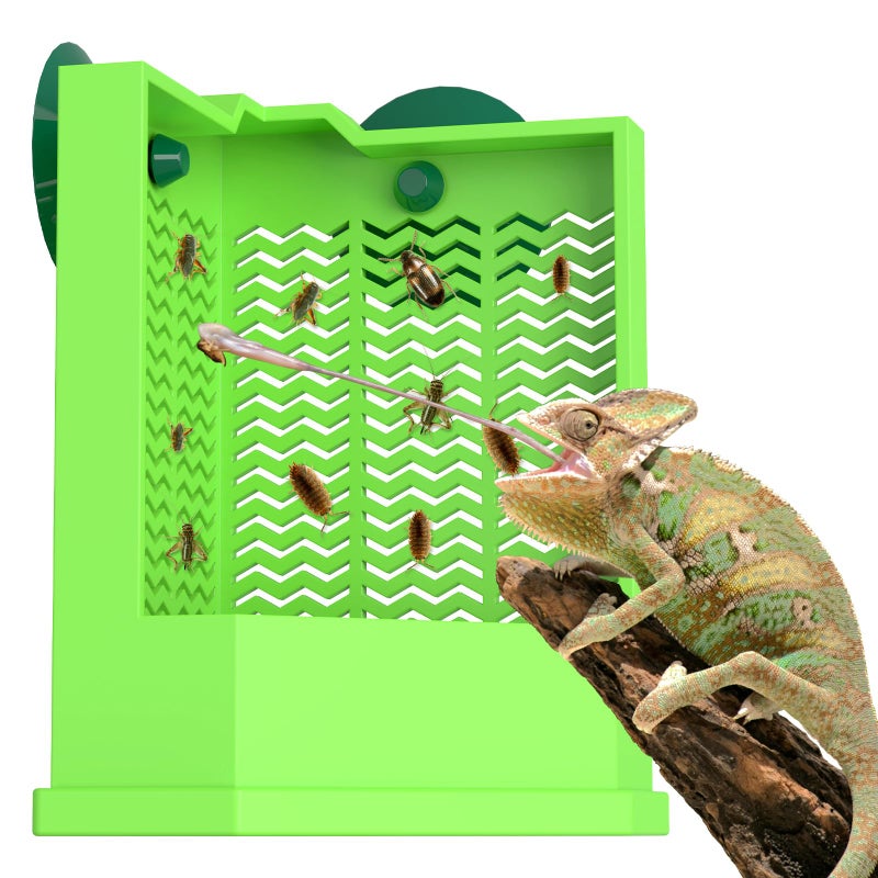 Pawfly Bearded Dragon Feeder - Escape-Proof Corner Reptile Food Box, Wall-Mounted with Suction Cups for Insects - Bug Bowl for Lizards, Geckos, Chameleons & Frogs - Image 1