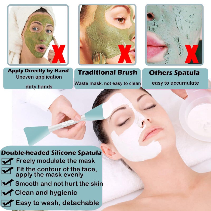 RamPula Mask Applicator Silicone Face Brush Face Mud Cream,Clay Mask,DIY,Modeling Mask Brushes DIY Mud Mixing Spatula Double-end Handheld Scoop Skin Care Make up Foundation Gel Cosmetic Tools - Image 2