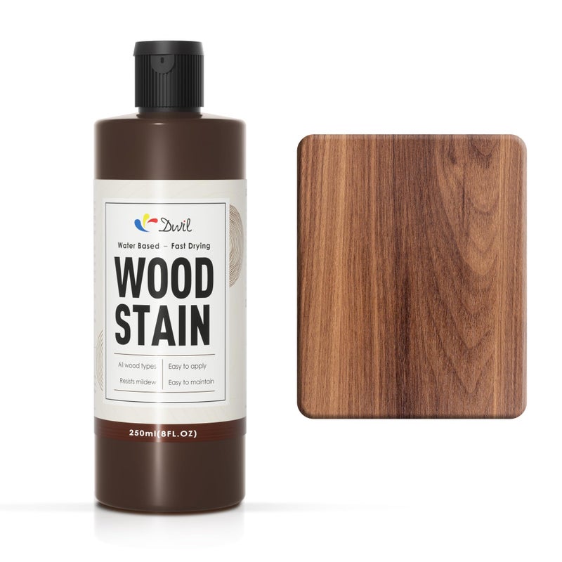 DWIL Water Based Wood Stain - Multiple Finishes, Fast Drying, Indoor and Outdoor Furniture, Wood Paneling, Cabinets and More, Low Odor ï¼† Non-Toxic (8.5oz Teak) - Image 1