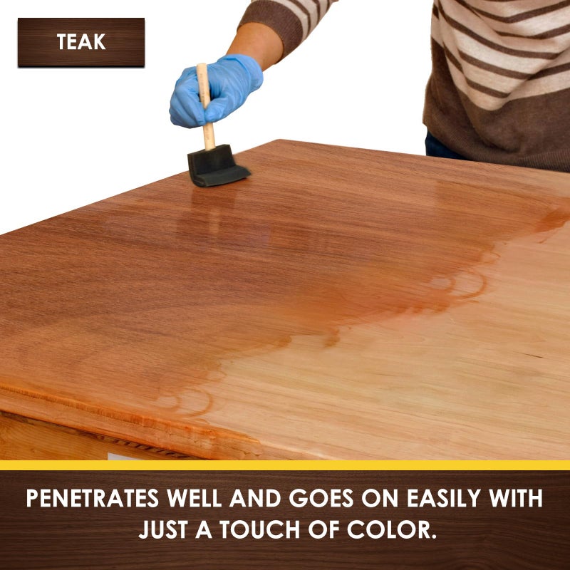 DWIL Water Based Wood Stain - Multiple Finishes, Fast Drying, Indoor and Outdoor Furniture, Wood Paneling, Cabinets and More, Low Odor ï¼† Non-Toxic (8.5oz Teak) - Image 2