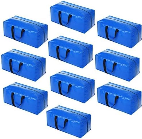 Acnusik 10 Pack Heavy Duty Extra Large Moving Bags Storage Tote Strong Handles Backpack Straps Space Saving Storage Bags Alternative to Moving Boxes and BinsCompatible with Ikea Frakta Cart Blue - Image 1