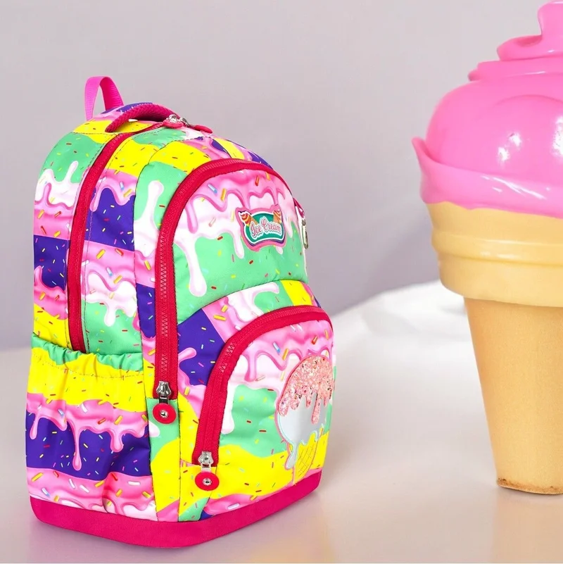 ماشو تريند Colors Ice Cream School Bag + Thermal Nutrition + Pencil Case Stork Bag Primary School Bag Backpack