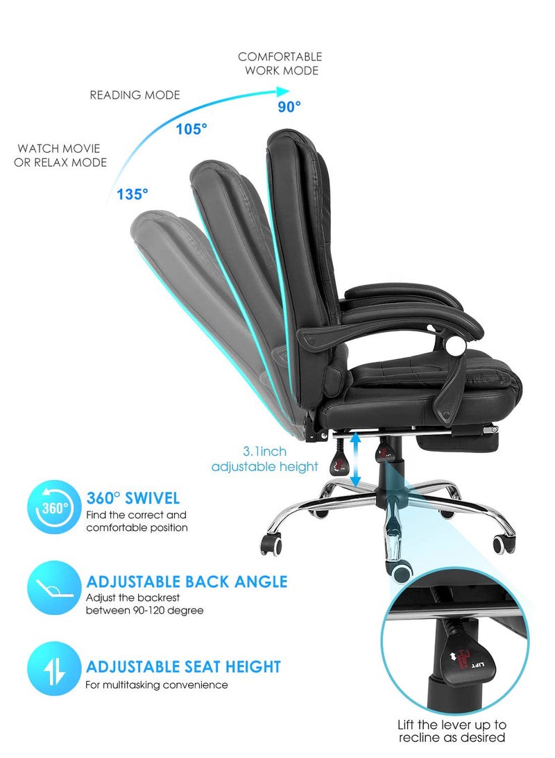 ZUIHAO Back Ofiice Chair Adjustable PU Leather PC Computer Chair for Gaming Office or Students Ergonomic High Back Computer Chairs - Image 3