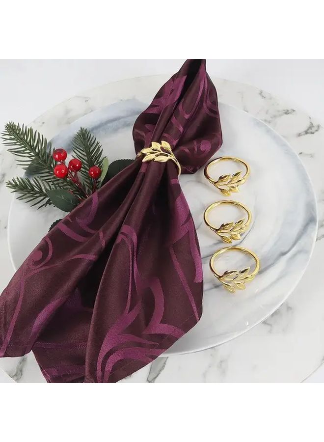 Golden Leaf Napkin Rings Set Of 4 Pcs For Hotel And Restaurant Table Decoration - Image 2