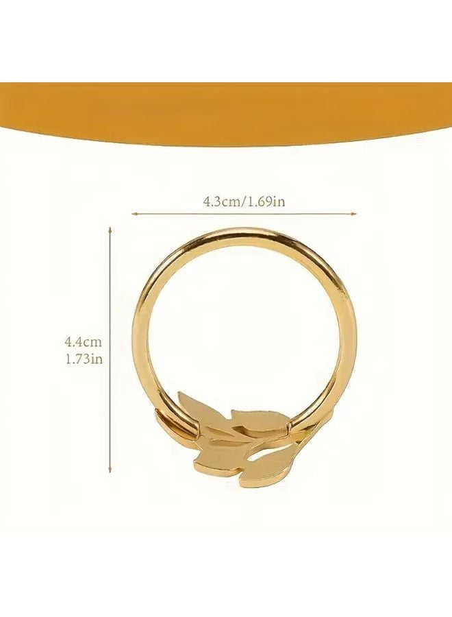 Golden Leaf Napkin Rings Set Of 4 Pcs For Hotel And Restaurant Table Decoration - Image 3