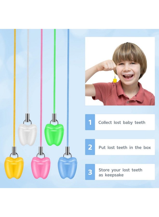 SUPVOX 5PCS Baby Teeth Storage Box with Necklace: Cute Deciduous Tooth Organizer for Kids, Keepsake Holder for Milk Teeth(Mixed Color) - Image 2