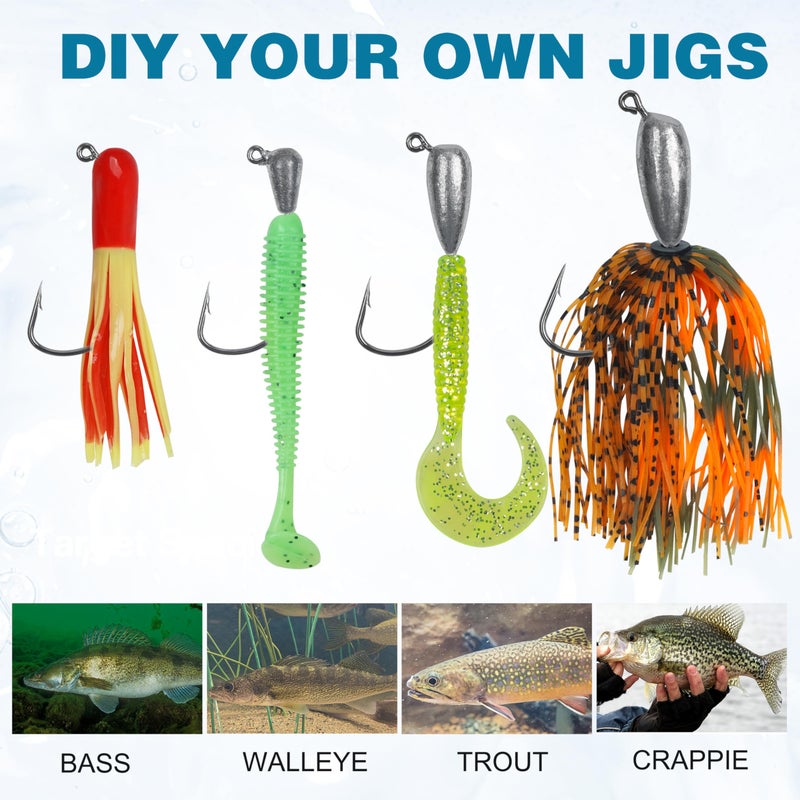 SILANON Fishing Tube Jig Head Hooks,15pcs Saltwater Weighted Swimbait Jig Hooks Water Drop Unpainted Tube Baits Jig for Bass 1/8 oz,1/4 oz,3/8 oz - Image 5
