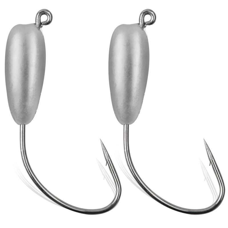 SILANON Fishing Tube Jig Head Hooks,15pcs Saltwater Weighted Swimbait Jig Hooks Water Drop Unpainted Tube Baits Jig for Bass 1/8 oz,1/4 oz,3/8 oz - Image 1