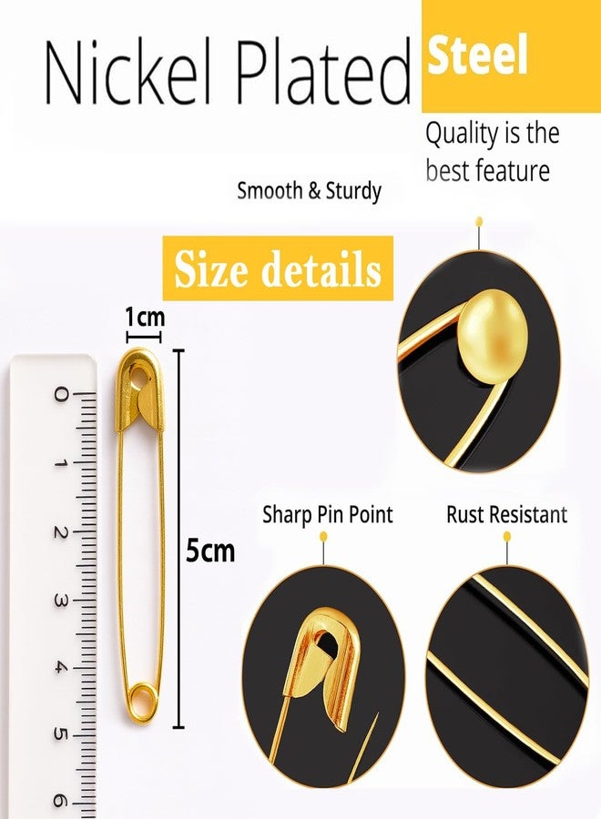 VAMA Fashions Golden Metal Balls Safety Pin Set Saree Pallu Pleats Hijab Locking Pinning Clothing Sewing Multipurpose Crafting Pins for Women (Saree Pleated pins) - Image 3