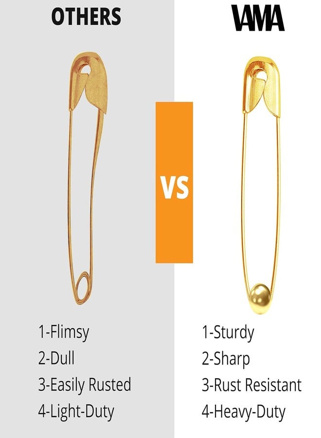 VAMA Fashions Golden Metal Balls Safety Pin Set Saree Pallu Pleats Hijab Locking Pinning Clothing Sewing Multipurpose Crafting Pins for Women (Saree Pleated pins) - Image 4