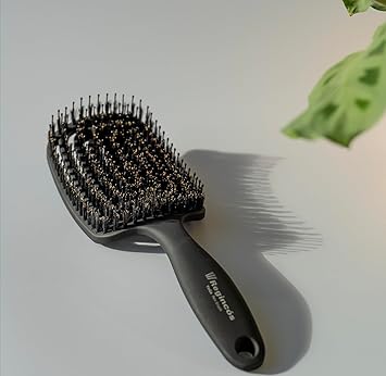 Regincos Regincs Yoga Flex Brush Flexible Natural Bristles AntiTangling Detangles Dry and Wet Hair Black - Image 2