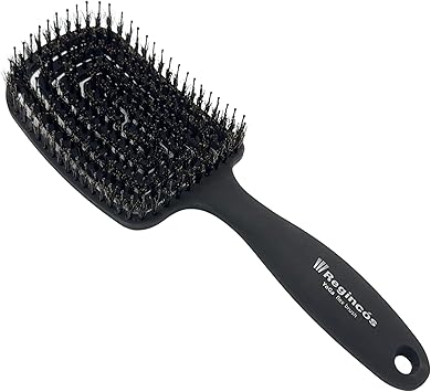 Regincos Regincs Yoga Flex Brush Flexible Natural Bristles AntiTangling Detangles Dry and Wet Hair Black - Image 1