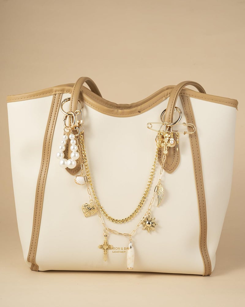 DoDoBeads 4-in-1 Bag Charms Set, Elegant Gold Purse Charms with Pearl Beads, Shell Pendant, and Safety Pin, Handbag Charm - Image 5