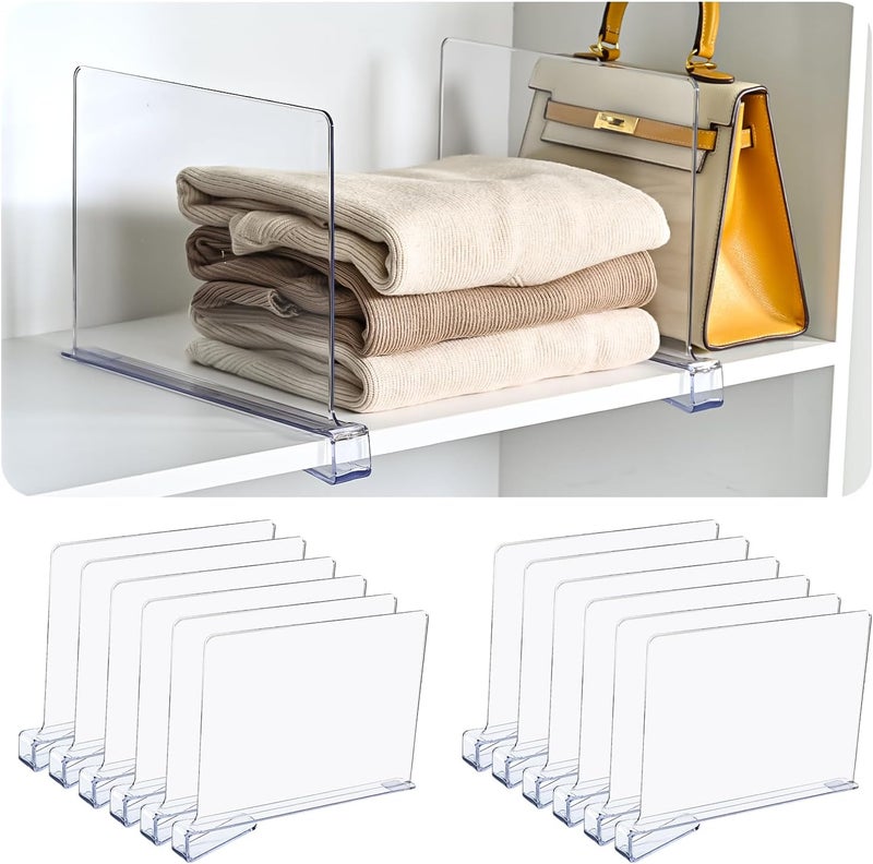Uni HIMO Shelf Dividers，Vertical Purse Organizer for Closet，Thickened and Sturdy Shelf Organizer for Sweater, Shirts, Handbags,8" Tall x 11" (12 Pcs) - Image 1