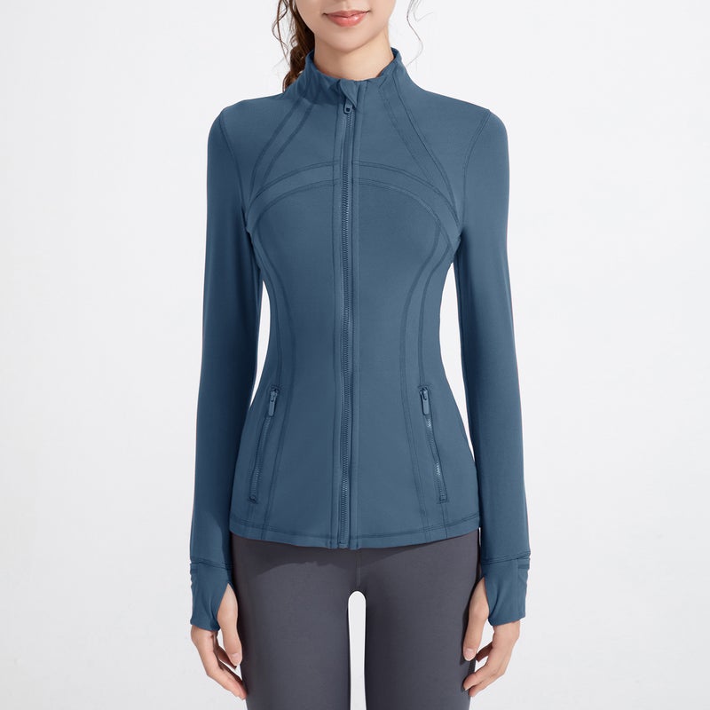 Generic Athena Lulu Yoga Jacket Long Sleeve Zip-Up Iron Blue 