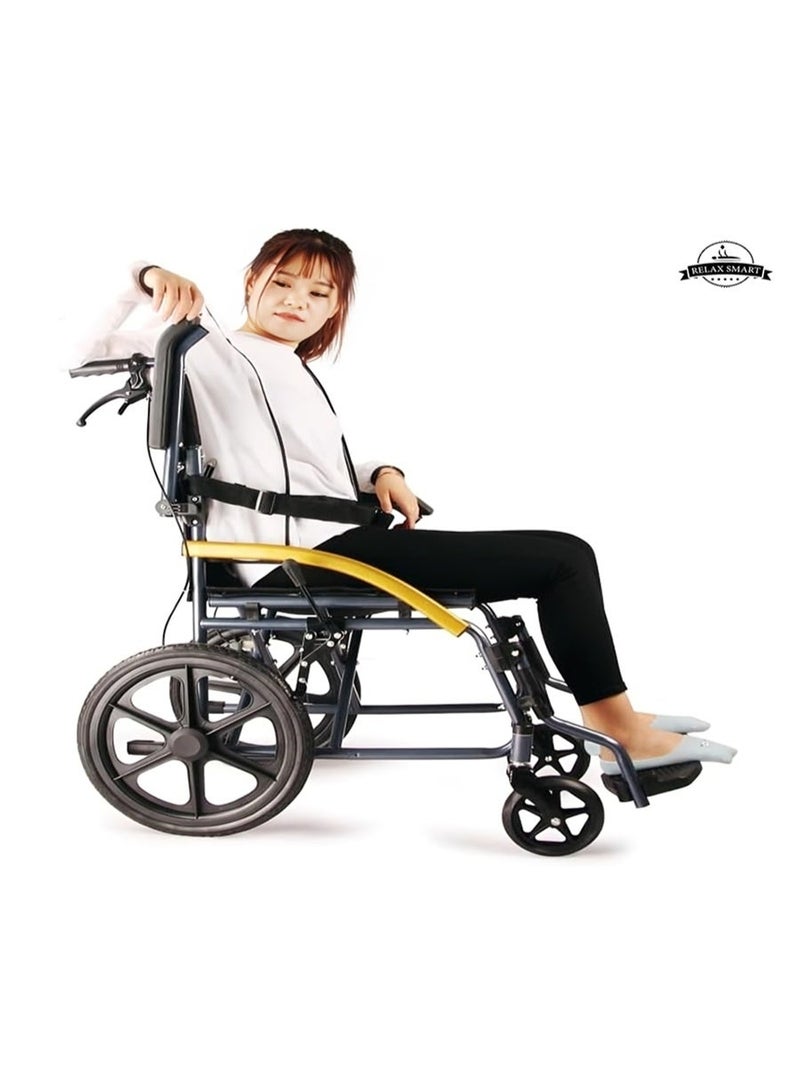 ريلاكس سمارت كرسي متحرك خفيف الوزن قابل للقيادة الذاتية لذوي الاحتياجات الخاصة وكبار السن – كرسي تنقل قابل للطي بعجلات صلبة ومساند مريحة وتصميم متين للاستخدام اليومي والسفر - Image 1