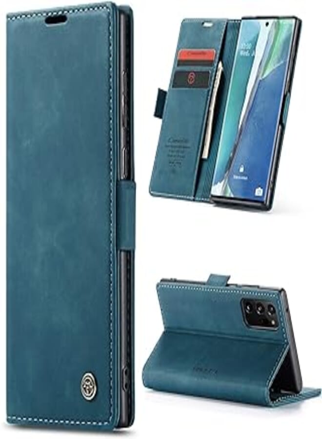 Kowauri Galaxy Note 20 Ultra Case,Leather Wallet Case Classic Design with Card Slot and Magnetic Closure Flip Fold Case for Samsung Note 20 Ultra 5G (Turquoise) 