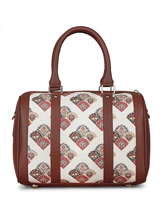 ZOUK حقائب يد نسائية مصنوعة يدويًا من جلد نباتي مطبوع مع مقبضين وحزام قابل للفصل - تصميم قوقعة البحر - Image 4