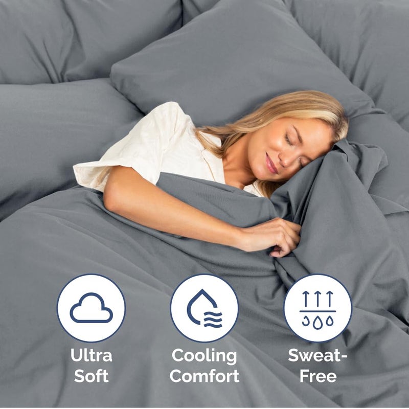CGK Unlimited CGK Unlimited Extra Deep King Fitted Sheet - Hotel Luxury Only - Easily Fits 18 inch to 24 inch Mattress - Soft  Wrinkle Free  Breathable & Comfy Extra Deep Pockets Steel Blue Fitted Sheet  - Image 3