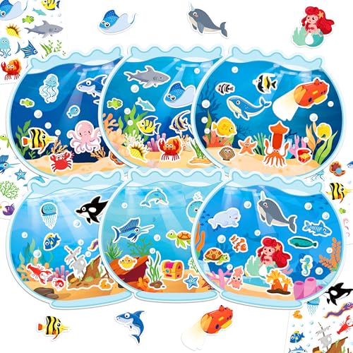 LINAYE 24 Sheets Ocean Stickers with Under The Sea Scenes Make Your Own Sea Life Animal Fish Stickers Ocean Summer Crafts Activities for Kids - Image 1