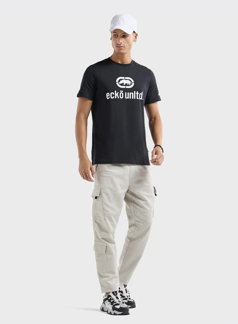 FAV Ecko Printed T-shirt with Crew Neck and Short Slee