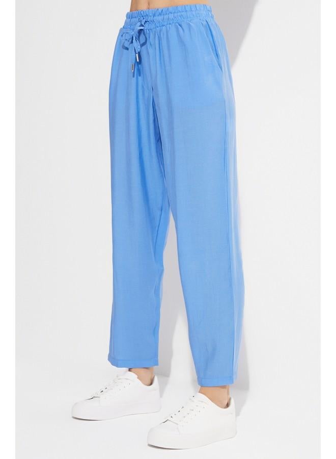 جون بنطلون جينز نسائي صيفي بخصر مطاطي من مزيج المودال أزرق - Image 1