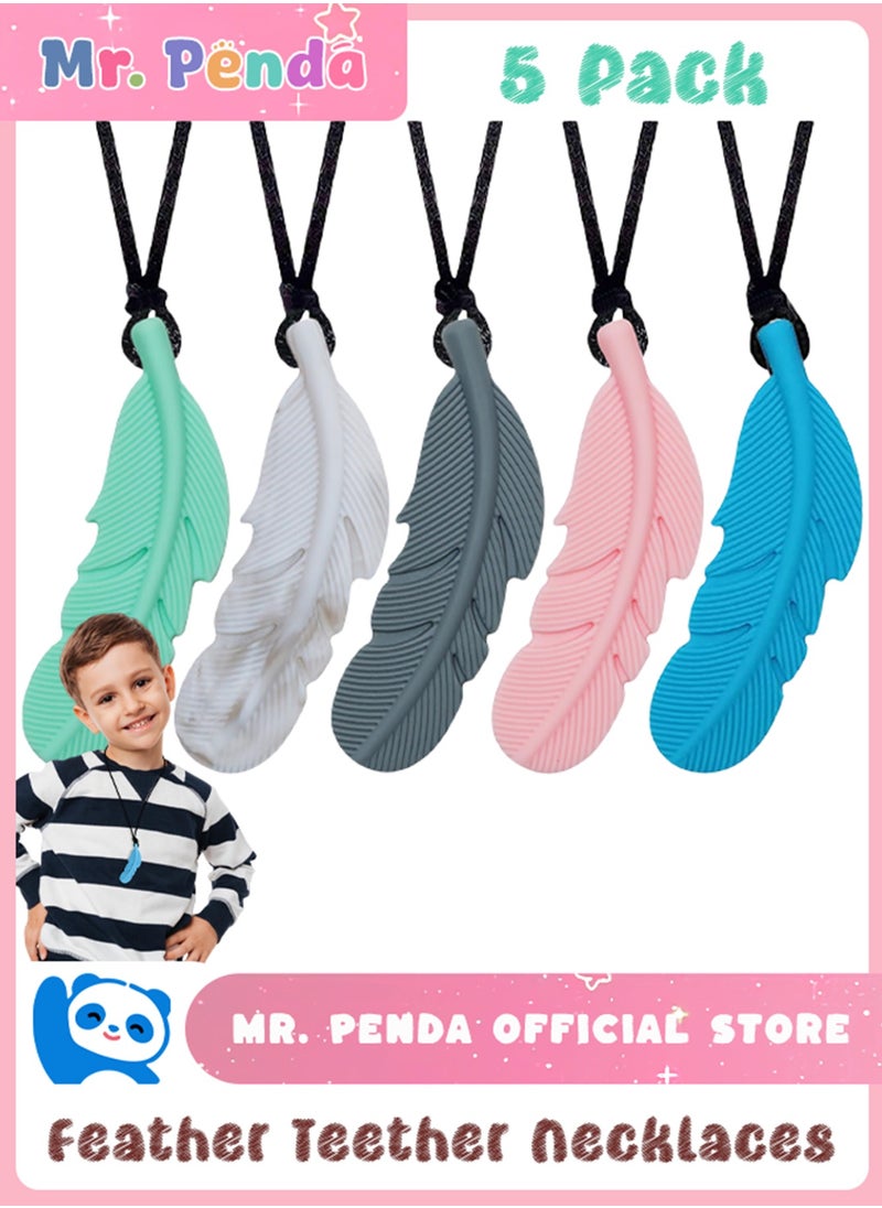 5 Pack Sensory Chew Necklace for Kids, Boys and Girls, Silicone Feather Chewy Necklaces for Autism, ADHD, Chewing, Oral Motor Chewable Pendant for Mild Chewers - pzsku/Z1AE9AF2AE7E024CF98C3Z/45/_/1737299085/141f14d6-80f4-4efe-a128-d90d98ba2240