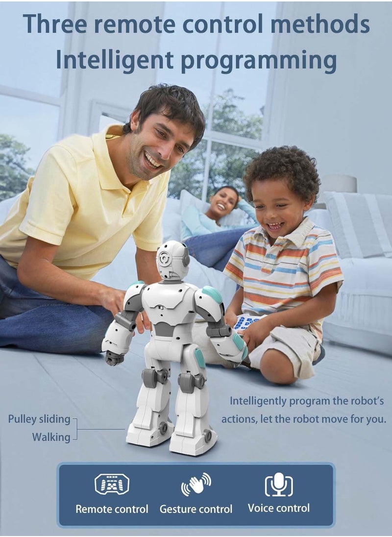EqiEch - Programmable Robot Toy Programmable Intelligent Robot 2.4GHz Intelligent Voice Controlled Robot Gesture Sensing Remote Control Robot (White) - Image 1