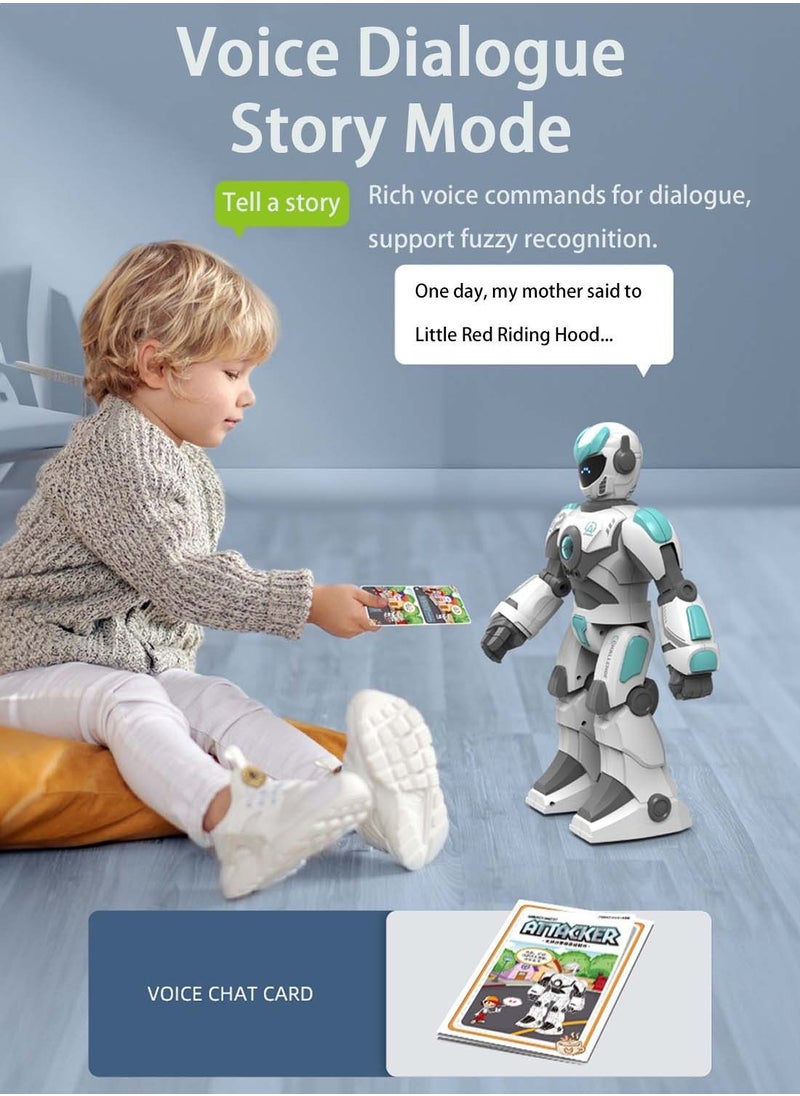 EqiEch - Programmable Robot Toy Programmable Intelligent Robot 2.4GHz Intelligent Voice Controlled Robot Gesture Sensing Remote Control Robot (White) - Image 1