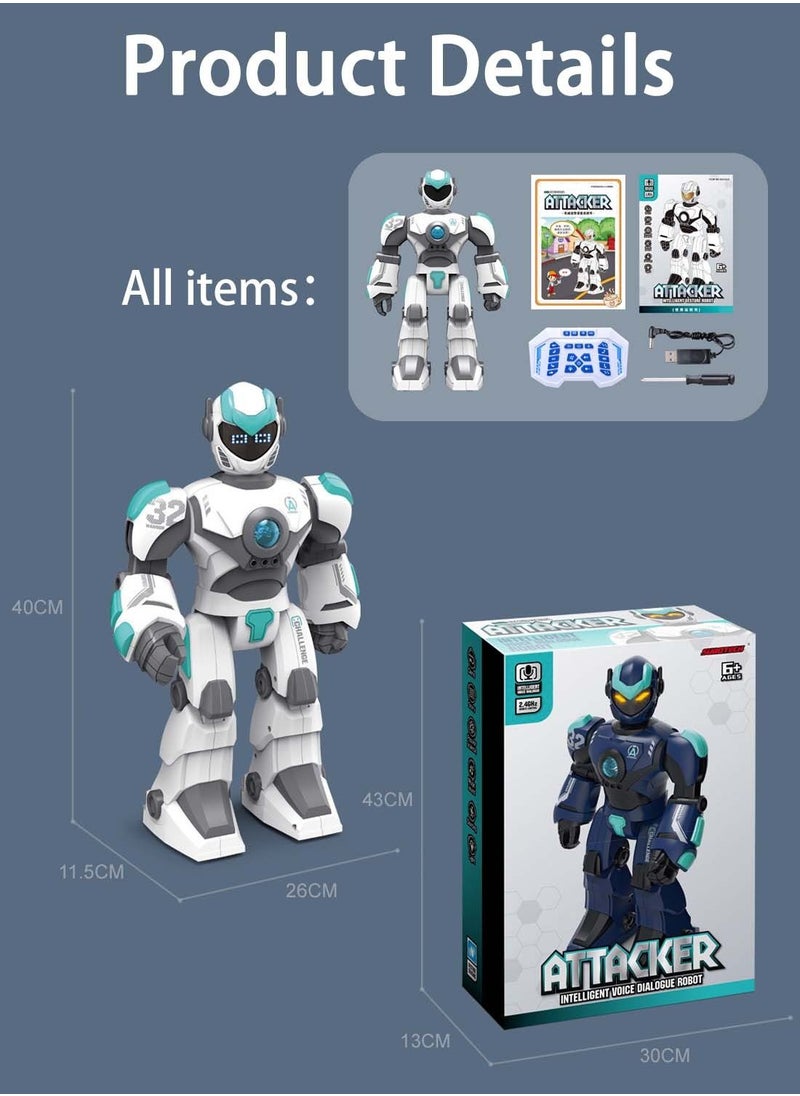 EqiEch - Programmable Robot Toy Programmable Intelligent Robot 2.4GHz Intelligent Voice Controlled Robot Gesture Sensing Remote Control Robot (White) - Image 1