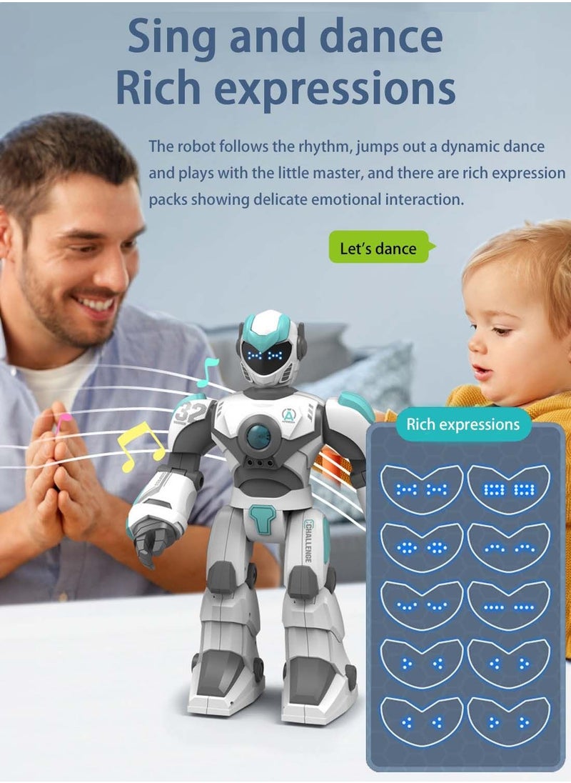 EqiEch - Programmable Robot Toy Programmable Intelligent Robot 2.4GHz Intelligent Voice Controlled Robot Gesture Sensing Remote Control Robot (White) - Image 1