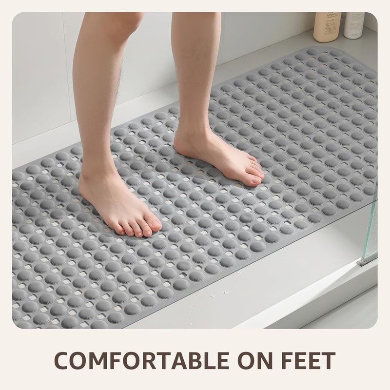 OTHWAY Bath Tub Shower Mat Non Slip, Bathtub Floor Liner Mats for Inside Shower Bathroom, Suction Cups and Drain Holes for Feet Scrubbing, Machine Washable, Soft on Feet, 35x16 Inch, Grey - Image 5