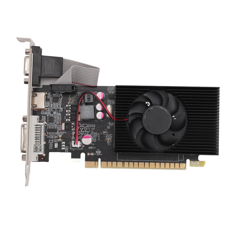 بطاقة رسوميات GT730 بسعة 4 جيجابايت GDDR3 وتردد نواة 650 ميجاهرتز - بطاقة فيديو PCI Express 2.0 16X تعمل بمجرد التوصيل والتشغيل ومخصصة للألعاب ونظامي ويندوز 10 و11 - Image 1