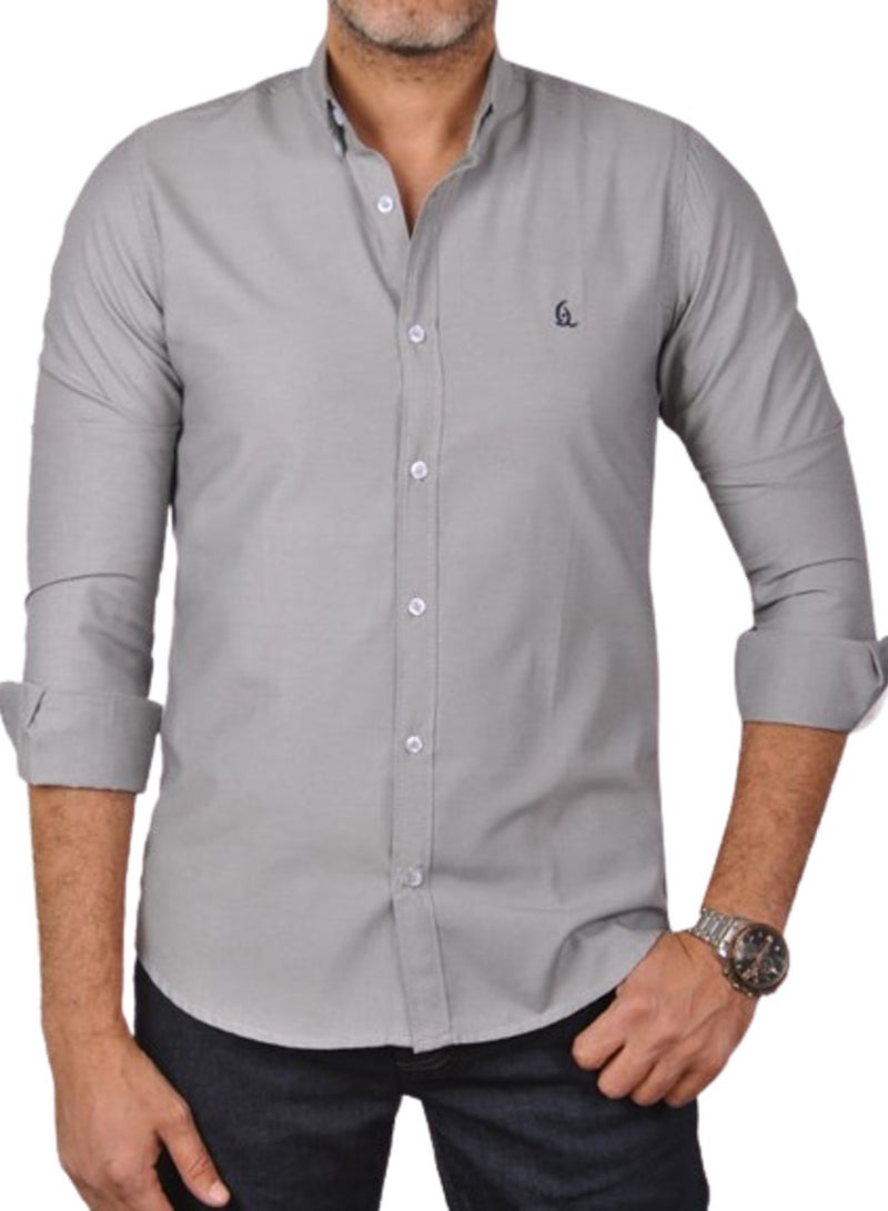Jupiter Grey oxford casual shirt - Image 1