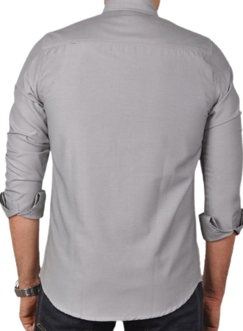 Jupiter Grey oxford casual shirt - Image 2