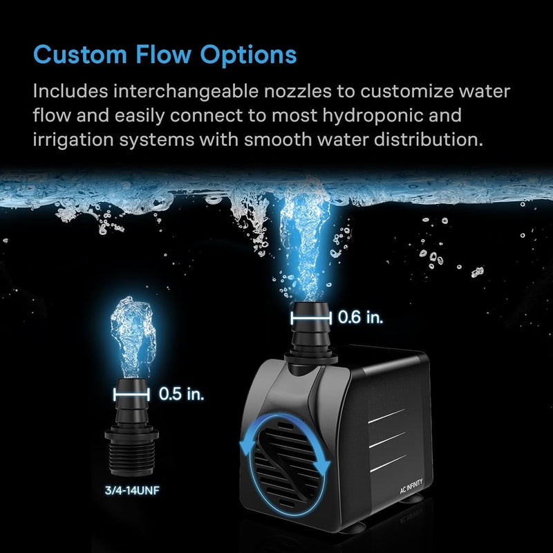 AC Infinity Submersible Water Pump 396 GPH (1500 L/H), Ultra Quiet 20W Fish Tank Flow Pressure Control with 5 ft. High Lift Pump for Aquariums, Fountains, Ponds, Pools, Hydroponics - Image 4