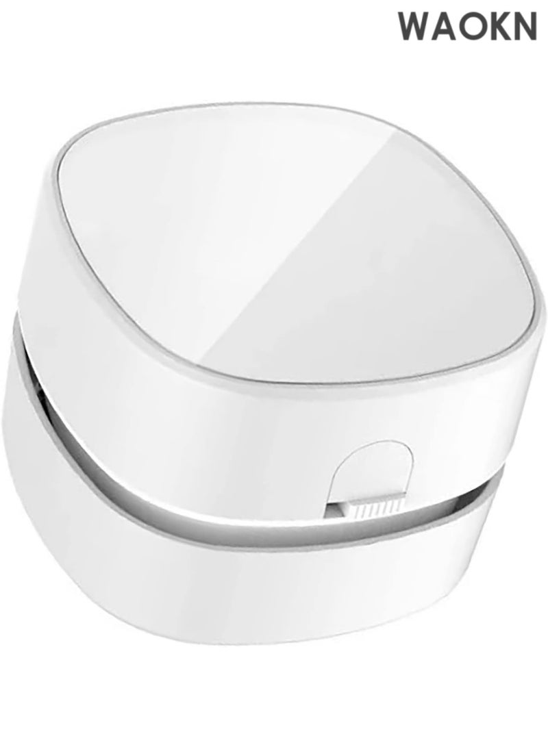 دبليو أيه أو كي أن مكنسة كهربائية مكتبية، مكنسة غبار صغيرة محمولة لاسلكية بيضاء، موفرة للطاقة، تدوم حتى 90 دقيقة، مكنسة كهربائية مكتبية لاسلكية محمولة للمنزل والمكتب - Image 5