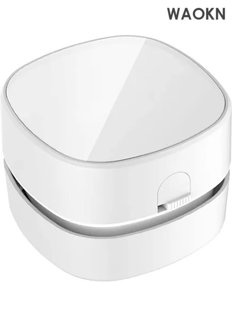 دبليو أيه أو كي أن مكنسة كهربائية مكتبية، مكنسة غبار صغيرة محمولة لاسلكية بيضاء، موفرة للطاقة، تدوم حتى 90 دقيقة، مكنسة كهربائية مكتبية لاسلكية محمولة للمنزل والمكتب - Image 2